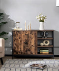 Rock Solid Two Door Industrial Kitchen Storage Cabinet Vintage Sideboard With Adjustable Steel Shelves And Secure Magnetic Catches For Cozy Home Organization with rustic wood finish.