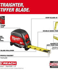 25 Ft Magnetic Tape Measure With Stiff Straight Blade For Better Balance And Control, Precision Oriented Design For Quick Accurate Readings, Red Handle, Durable Steel Tape For Pro Level Framing And DIY Projects, 25 ft tape measure