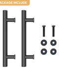 12 Inch Push Pull Barn Door Handle Set Double Side H Shape Sliding Door Hardware Heavy Duty Swing Gate Handles Matte Black Carbon Steel Anti Rust Finish Easy Install With Screws And Installation Manual, showing handles and screws package