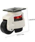 Badass Heavy Duty Workbench Leveling Casters Featuring Slick Swivel Rollers And Rapid 360 Turn With Flat Plate Base close-up of caster with dimensions 3.26in and 2.87in.