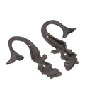 Hella Sturdy Mermaid Cast Iron Hooks, Rustic Black Wall Plant Hangers, heavy duty design, 6x3.39 inches, perfect for cozy spaces.