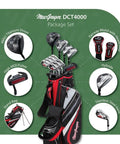 DCT4000 16 Piece Golf Club Set With Bag For Right Hand Players with clubs, bag, titanium driver, and head covers displayed
