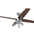 Civa Cool 48 Inch Contemporary Indoor LED Ceiling Fan With Light Pull Chain Dual Mounting Options Four Modern Style Blades Chrome Finish