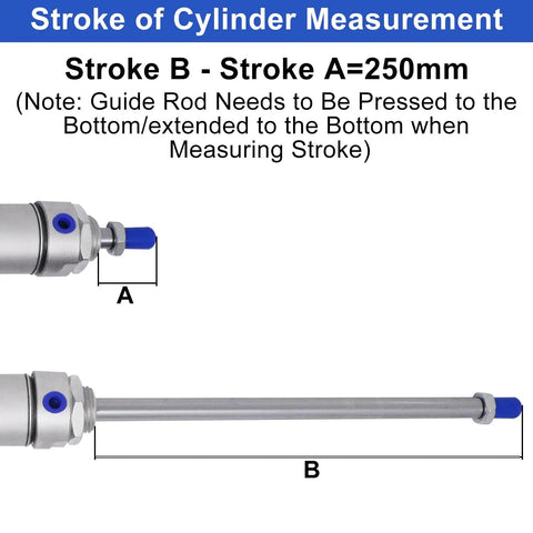 Compact 32mm Bore 250mm Stroke Pneumatic Air Cylinder Double Acting Single Rod With Y Connector 250mm measurement guide