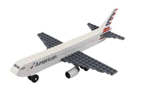 American Airlines model plane from Licensed Airline Construction Block Kit With 55 Pieces And Pilot Figure Interchangeable With Other Brands.