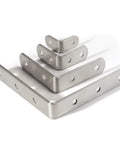 Built Like A Tank L Shaped Corner Brackets 10 Pack Stainless Steel 90 Degree Heavy Duty Metal Supports Quick Install for wood furniture.