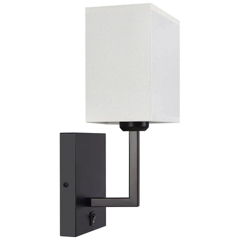 Hardwired Modern White Fabric Wall Sconce Dual Switch On Off Indoor Lighting For Bedroom Living Room Reading Fireplace