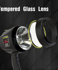 Heavy Duty Handheld Spotlight With 12V DC Charger, Halogen Bulb, Tempered Glass Lens, Rugged ABS Body