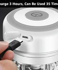USB Rechargeable Electric Mini Garlic Chopper 100Ml Cordless Food Processor charging port with USB cable connected.