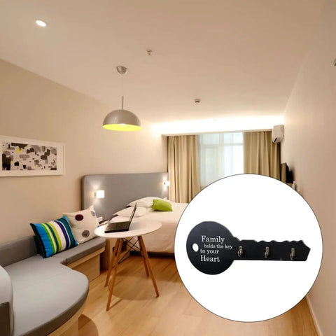 Old School Key Shaped Wall Mounted Coat Hooks Rack In Durable Black Oak Wood For Entryways And Closets Decorative Hanging Organizer That Brings Cool Retro Style And Keeps Your Gear Locked Down Tight No Tools Needed in modern interior setting.