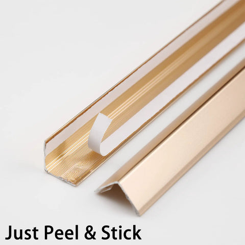 Sharp Matte Gold Peel And Stick Corner Guards Shield Walls And Drywall Hassle Free Heavy Duty Aluminum L Trim with adhesive exposed