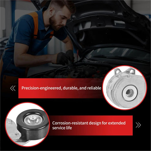 Mechanic installing Drop In Belt Tensioner Replacement For Nissan Juke 2011 To 2017, Sentra 2013 To 2019, Rogue Sport 2017 To 2022