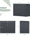 Dimensions of Heavy Duty 3 By 6 Ft Outdoor Storage Shed For Trash Cans And Bikes, Waterproof Garbage Can Organizer, Dark Grey.