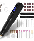Built Different Cordless Rotary Tool Kit With Nine Adjustable Speeds And Fast Usb Charging Versatile Electric Engraver with accessories and charging cable.