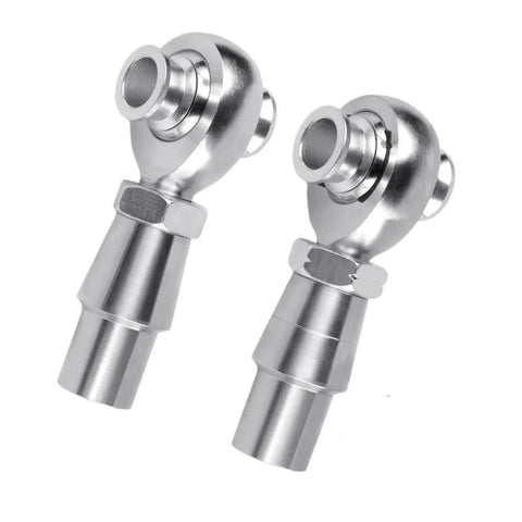 Premium 3/4 Inch Heim Joint Rod Ends 2 Pack, chrome steel, precision threads for hot rod steering linkage setups.