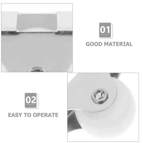 Close-up of 12pcs Inch Rigid PP Directional Caster Wheel for Furniture DIY, showcasing durable metal plate and white wheel.
