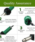 Heavy Duty 110V 1600W Hot Air Weld Gun for PVC and PP Plastics features fan blade, temp control, motor, and welding head