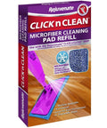 Heavy Duty Washable Microfiber Cleaning Pad Fits Standard Floor Mops, blue packing image with scrubbing pattern, cleaning use.