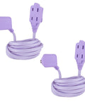 Designer Series Stylish Fabric Extension Cord 9 Feet Long With Right Angle Plug And Three Polarized Outlets 125 Volts Metallic Purple