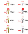 Image displaying 200Pcs Small Flat Head Cross Wood Screws Set Carbon Steel Self Tapping Assortment Kit In Gold And Silver for DIY use.