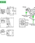 Pro Grade Fourth Fifth Axis Motorized Hollow Rotating Platform KDR130-85 technical drawing with dimensions and servo motor details.