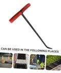 Heavy Duty Manhole Cover Lifter Hook Rock Solid Steel Build With Secure Comfort Handle and Slick T Shape Design shown for various uses.