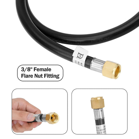 Rugged 4 Foot Vertical Propane Hose With Low Pressure Regulator For LP Gas Grills Heaters And Fire Pits QCC1 Type 1 Connection