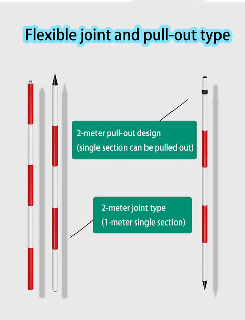 Pro Grade Aluminum Survey Pole 196.9 Inch Detachable Measuring Rod for Fieldwork, Construction Marking, and Engineering Projects