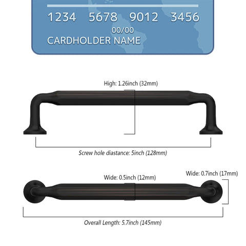 Oil Rubbed Bronze Cabinet Pulls 5 Inch 10 Pack Kitchen Cabinet Hardware dimensions and screw hole spacing