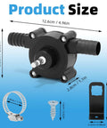 Two Pack Drill Powered Fluid Transfer Pump Handles Gasoline Oil Diesel shown with size details and included mounting parts.
