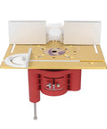 Precision Router Table Lift System Height Adjustment Base With Insert Plate And Sliding Ruler Hella Tough Aluminum Build for precise wood milling.