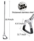 Garden Hoe With Three Height Adjustable Long Handle 55.9 Inch Stainless Steel Heavy Duty Scuffle Hoe with dimensions labeled