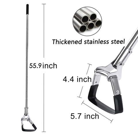 Garden Hoe With Three Height Adjustable Long Handle 55.9 Inch Stainless Steel Heavy Duty Scuffle Hoe with dimensions labeled