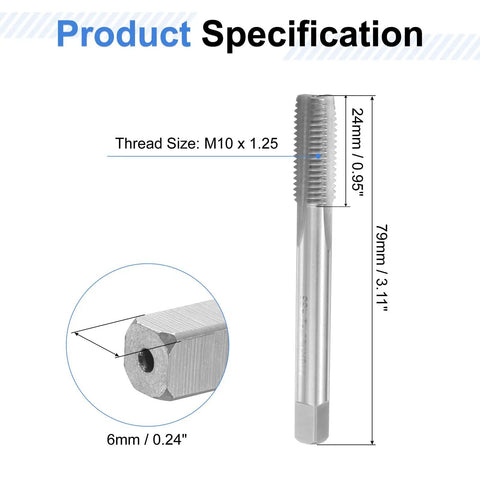 Metalworking Hand Tap Set 2 Pack For M10 X 1.25 Threads Taper And Plug Taps Pro Grade High Speed Steel HSS Right Hand Hand Threading Kit