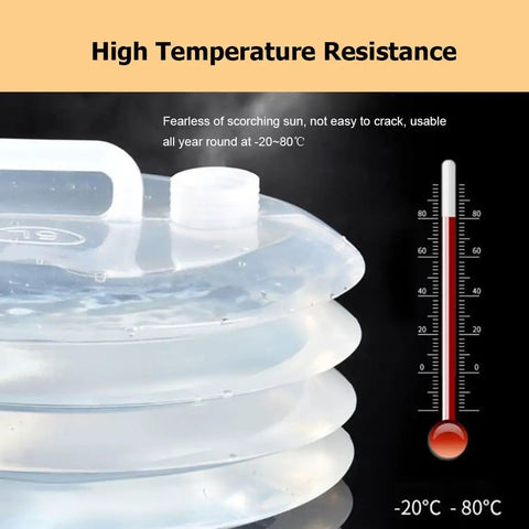 Foldable Water Storage Carrier Jug 3 To 15 Liter Collapsible Canister showing high temperature resistance and handle