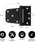 Dimensions and features of Self Closing Spring Gate Hinge Three And One Half Inch Heavy Duty Automatic T Hinge Steel Black Finish