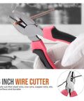 6 inch wire cutter from Grab And Go All In One Home DIY Tool Kit With Pink Storage Case For Household Office And Garage 24 Piece Hand Tool Set Ready To Use Right Out Of The Box For Quick Repairs Everyday Fixes.
