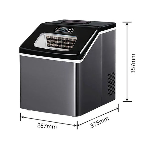 Smooth Operator Portable Countertop Ice Maker With Auto Self Cleaning And Ultra Quiet Motor, stylish black steel design.