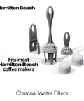 Charcoal Water Filter Replacement Pods With Handle, 2 Pack, Improves Coffee Flavor By Removing Chlorine, Fits Hamilton Beach