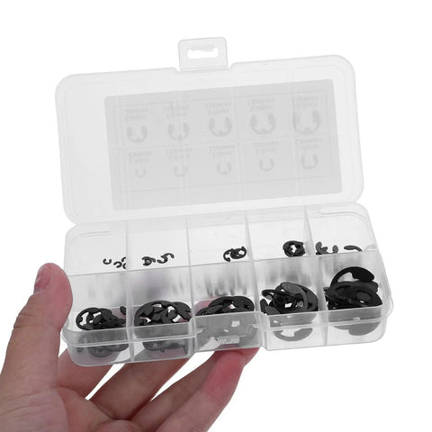 Beefy 120 Piece E Clip Kit For M1.5 To 10mm Black External Retaining Rings Made Of Beryllium Bronze Open Design For Easy Install And Portable