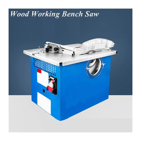 Heavy Duty Portable Table Saw Station With Slick Dustless Operation And 1100 Watt Motor for woodworking tasks, blue frame, compact design.