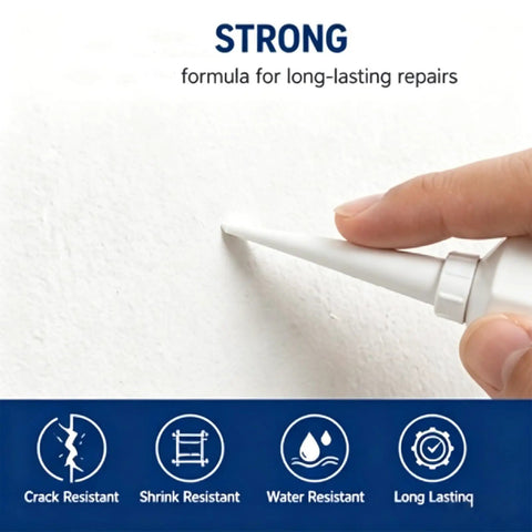 Applying the DIY Wall Repair Paste Kit With Scraper And Sandpaper Fast Drying Drywall Patch Paste to a wall.