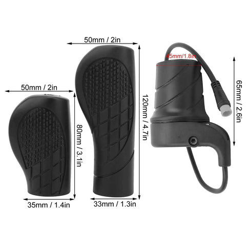 Rubber Half Throttle Grip For Modified Part Joint With Beefy Aluminum Alloy Mount Fits 12V Through 72V Ebikes And Fat Tire Bikes Instrument Adapter Voltage Easy Install Secure Removal Durable Build