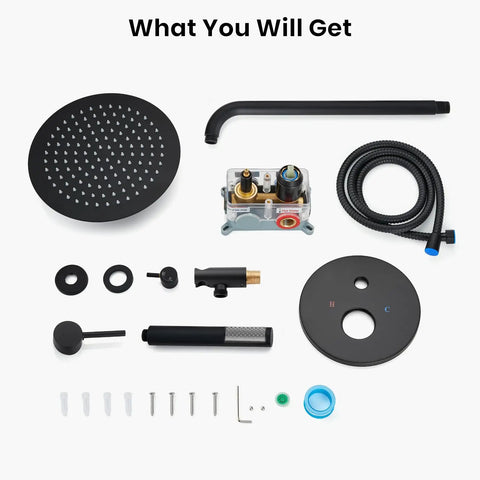 All Metal Matte Black Shower Faucet Set With Rough In Valve Trim Kit Featuring Solid Brass Core And Sus304 Stainless Steel Smooth Water Flow Clean Modern Drip Built Tough No Cap Quality Goes Hard Every Time