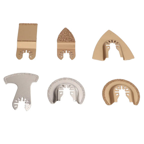 Cemented Carbide Oscillating Saw Blade Set Six Piece Heavy Duty Multi Tool Blades For Ceramics Tile Concrete Grout Cutting