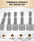 Pro Grade 10 Piece Nut Driver Set For Impact Drill With Metric And SAE Nut Driver Bits, ridge design, Cr-V steel, heat treated