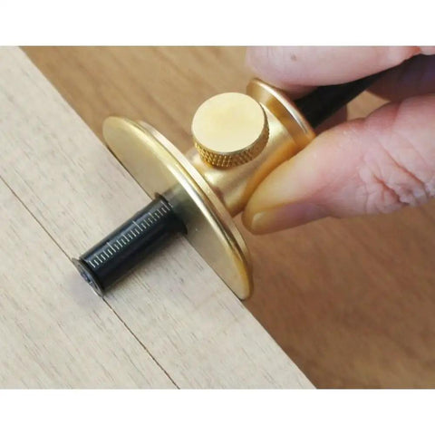 Pro Grade Solid Brass Wheel Marking Gauge With Eight Inch Steel Rod And Knurled Lock Nut Dual Scale Reads Millimeters And 32nds For On Point Layout Lines And Quick Depth Transfers Rock Solid Accuracy Guaranteed
