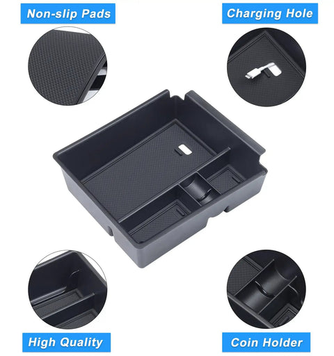 Center Console Tray Organizer For 2022 Through 2024 Hyundai Tucson Limited And Hybrid SEL With Push Button ABS non-slip, charging hole, coin holder