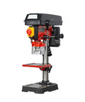Rock Solid Benchtop Drill Press Eight Inch Swing Five Speed Motor One Half Inch Steel Chuck Heavy Duty Cast Iron Base with adjustable table.