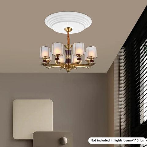 Heavy Duty Electric Hoist Lift System For Chandeliers 2 In 1 Switch Holds 110 Lbs White Metal mounted chandelier in living room